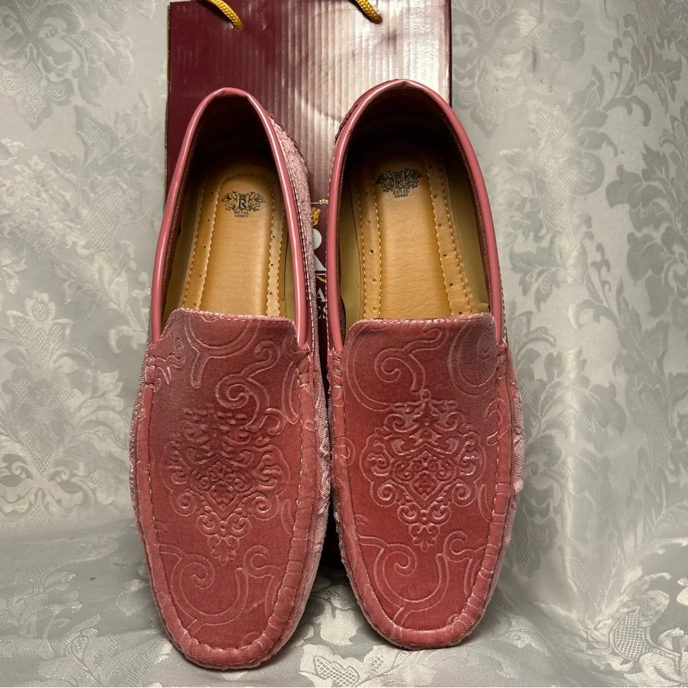 Men's Pink Velvet Loafers